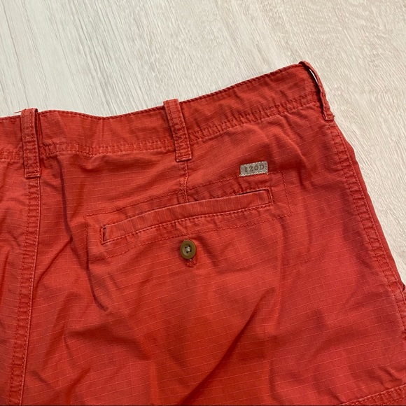 Izod Saltwater Rip Stop Cargo Pockets Shorts 100% Cotton Red Coral Mens Size 38 - Picture 4 of 10